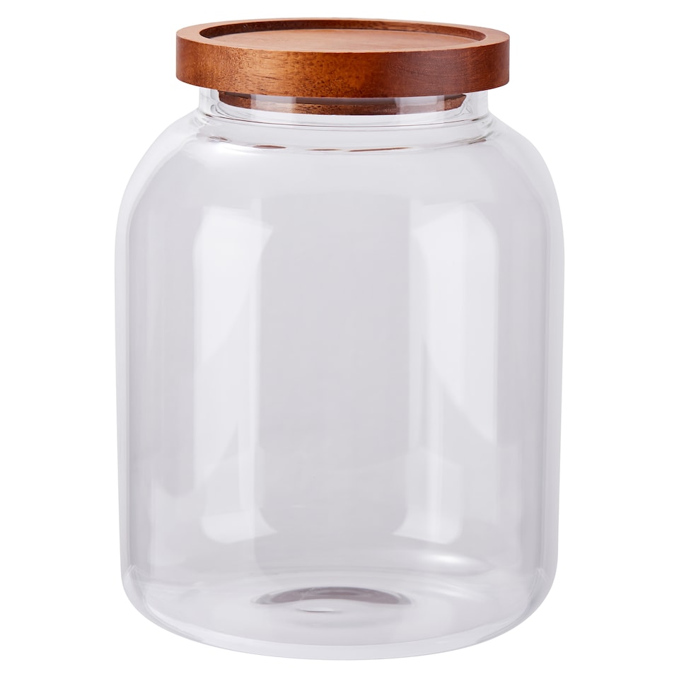 Tesco Acacia Lid Glass Food Storage Medium 2L