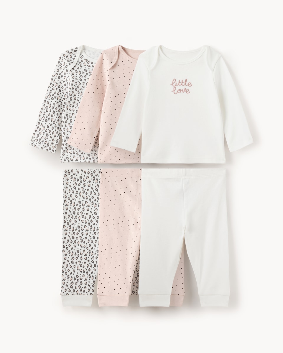 image 1 of F&F Baby 3-Pack Pure Cotton Top and Bottoms Pyjama Sets in Multi