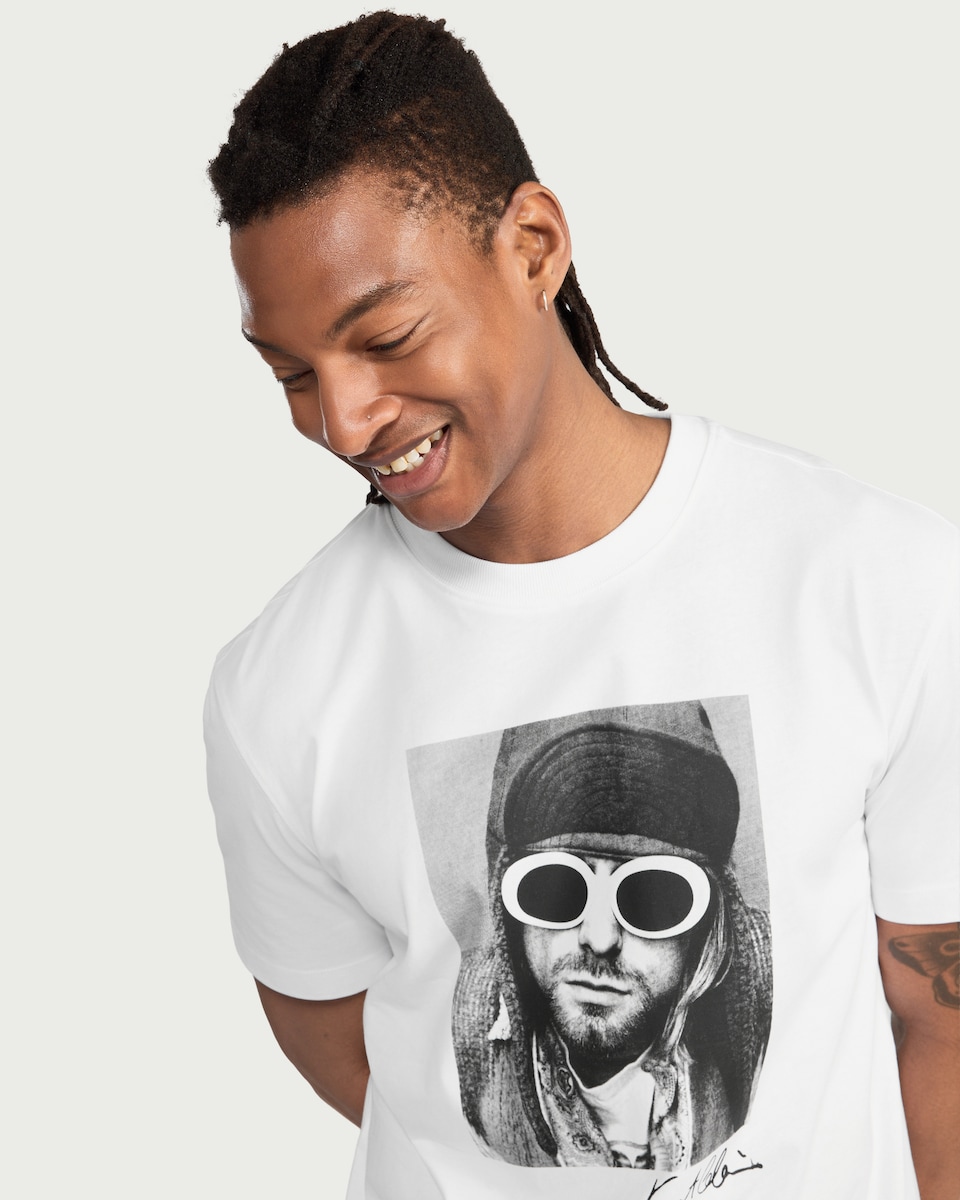image 1 of Kurt Cobain Pure Cotton T-Shirt in White