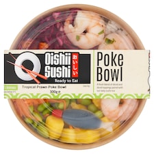 Oishii Sushi Ready to Eat Tropical Prawn Poke Bowl 300g