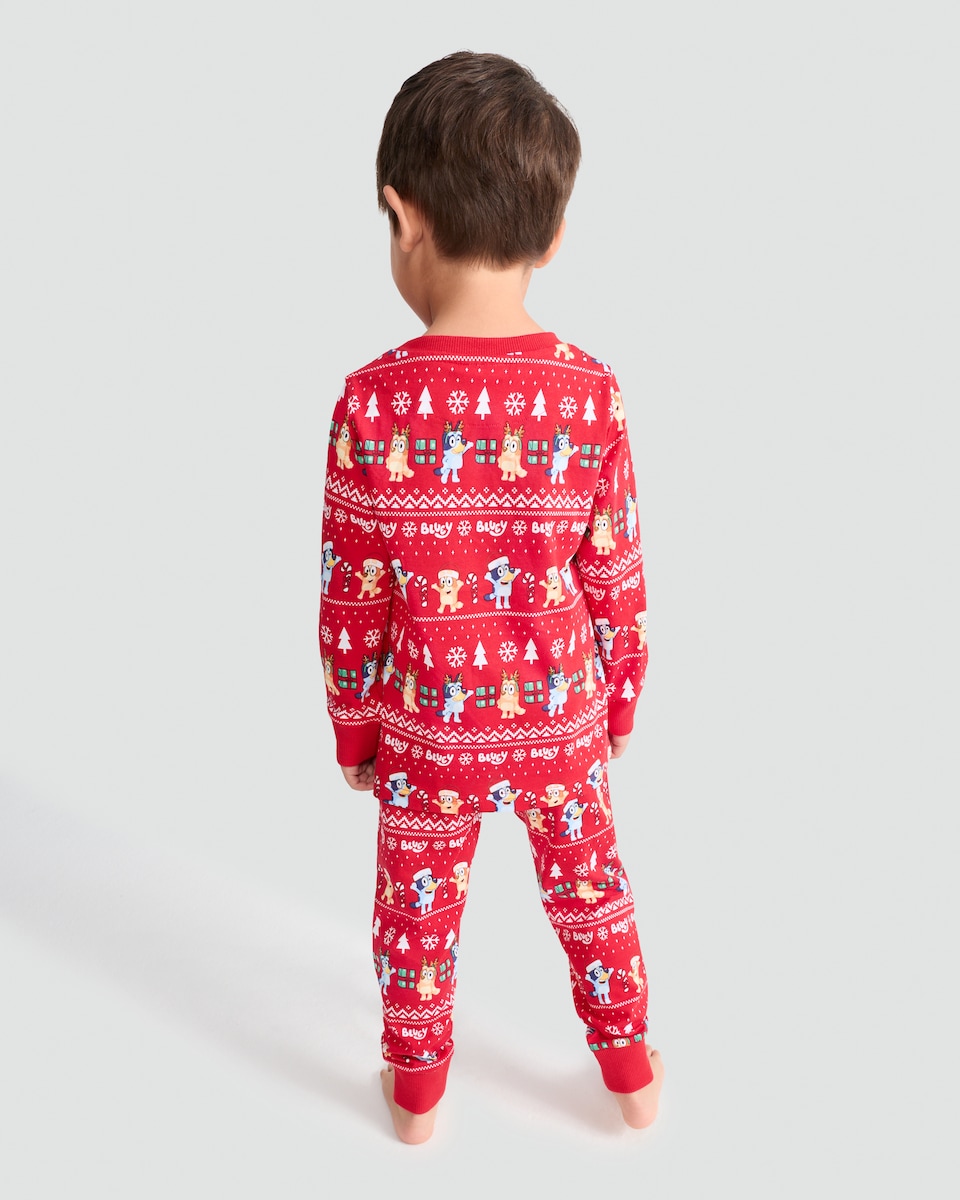 image 1 of Bluey Matching Family Christmas Pyjamas in Red