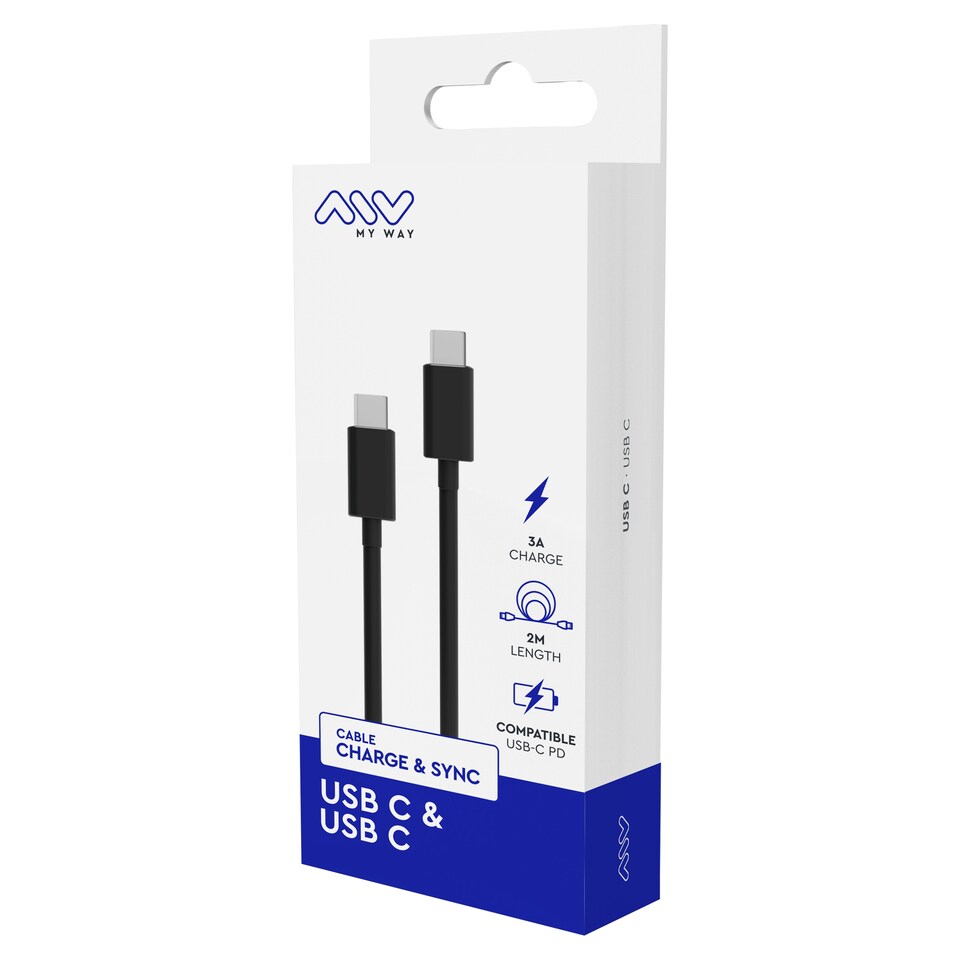 Myway Cable Usb To Usb C 2M Black