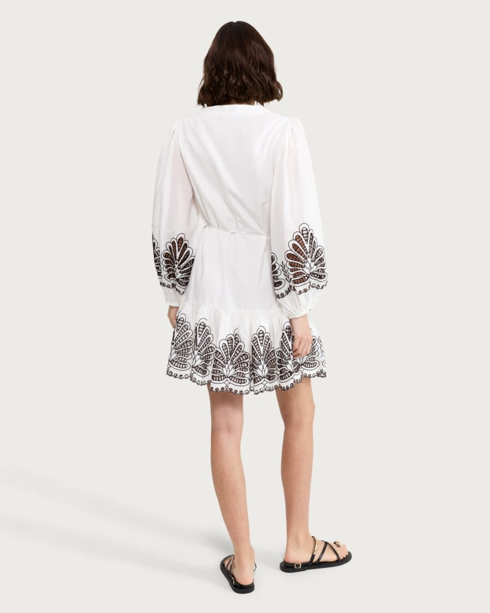image 1 of The F&F Edit Pure Cotton Embroidered Buttoned Mini Dress in Multi Red