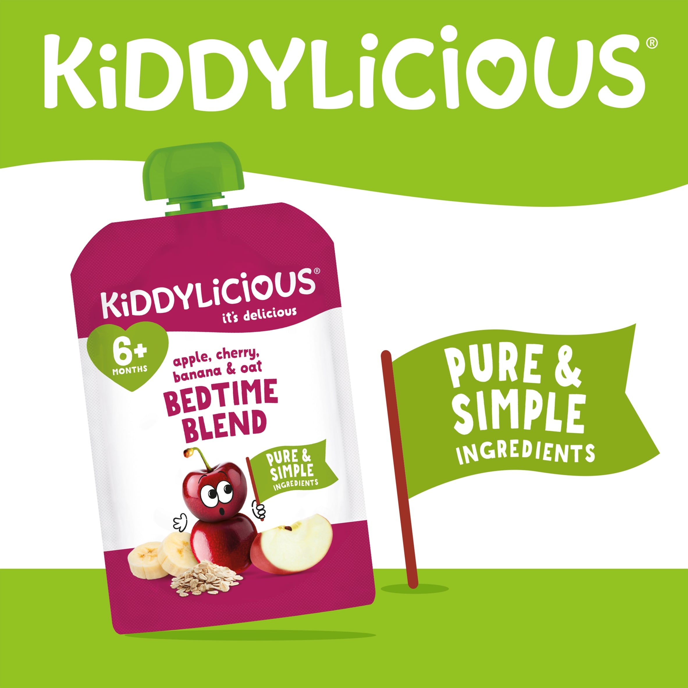 Kiddylicious Apple, Cherry, Banana & Oat Bedtime Blend 100g thumbnail 2