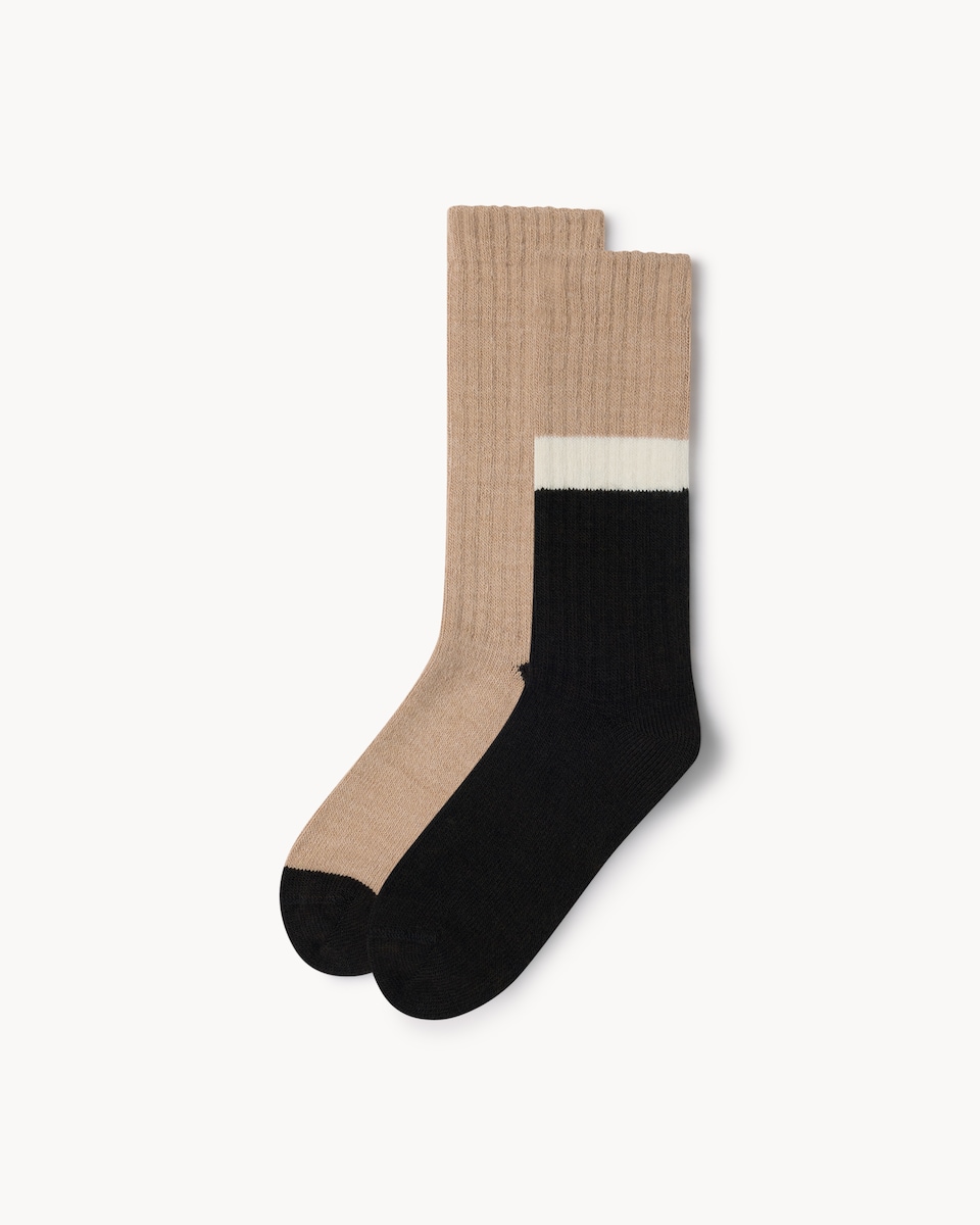 F&F 2-Pack WARMPLUS™ Extra Warmth Colourblock Thermal Socks in Brown