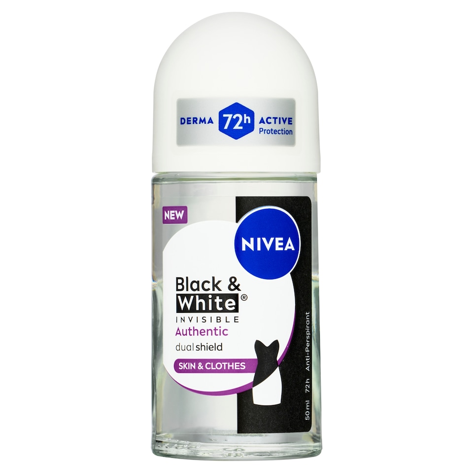 image 1 of Nivea Black & White Invisible Authentic Antiperspirant Roll-On 50ml