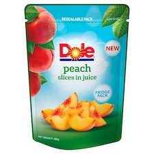 Dole Fruit Pouch Sliced Peach In Juice 400G