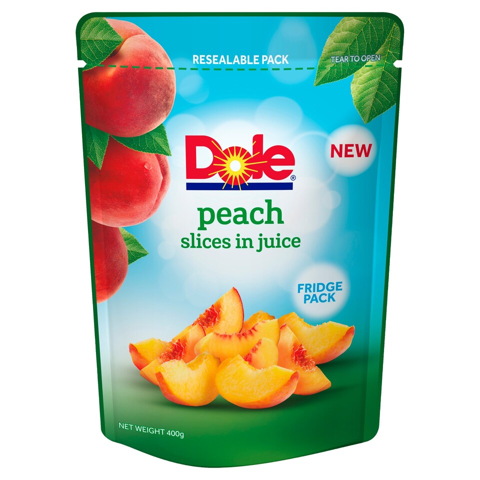 Dole Fruit Pouch Sliced Peach In Juice 400G