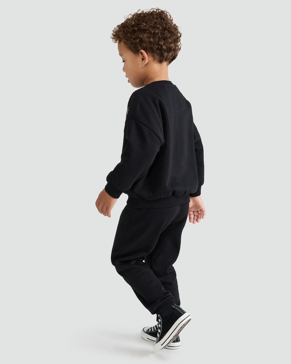 image 1 of Marvel Spider-Man 2-Piece Cotton Rich Sweatshirt and Joggers Set in Black