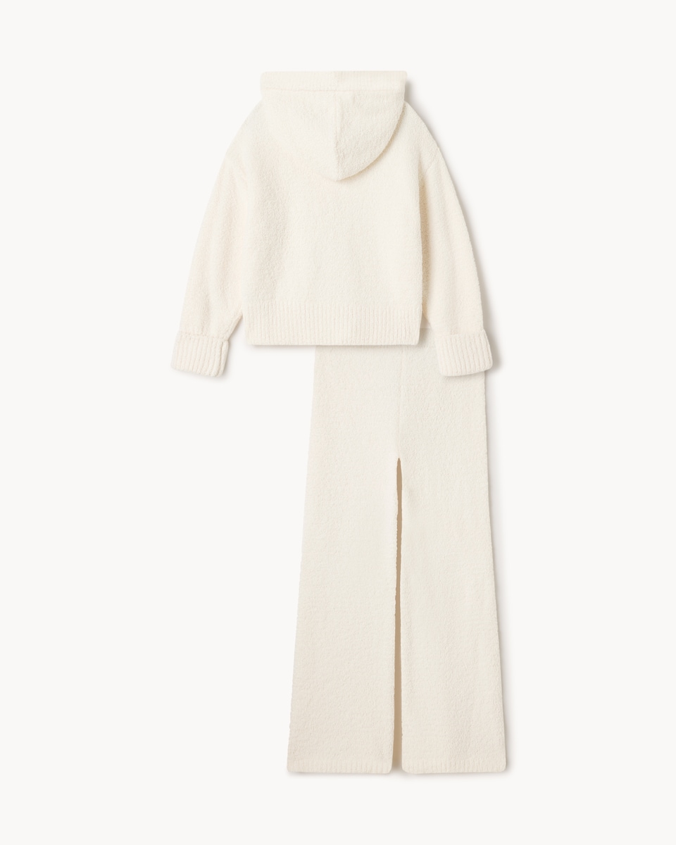 image 1 of F&F Girls Knitted Zip Through Hoodie and Joggers Set in Cream