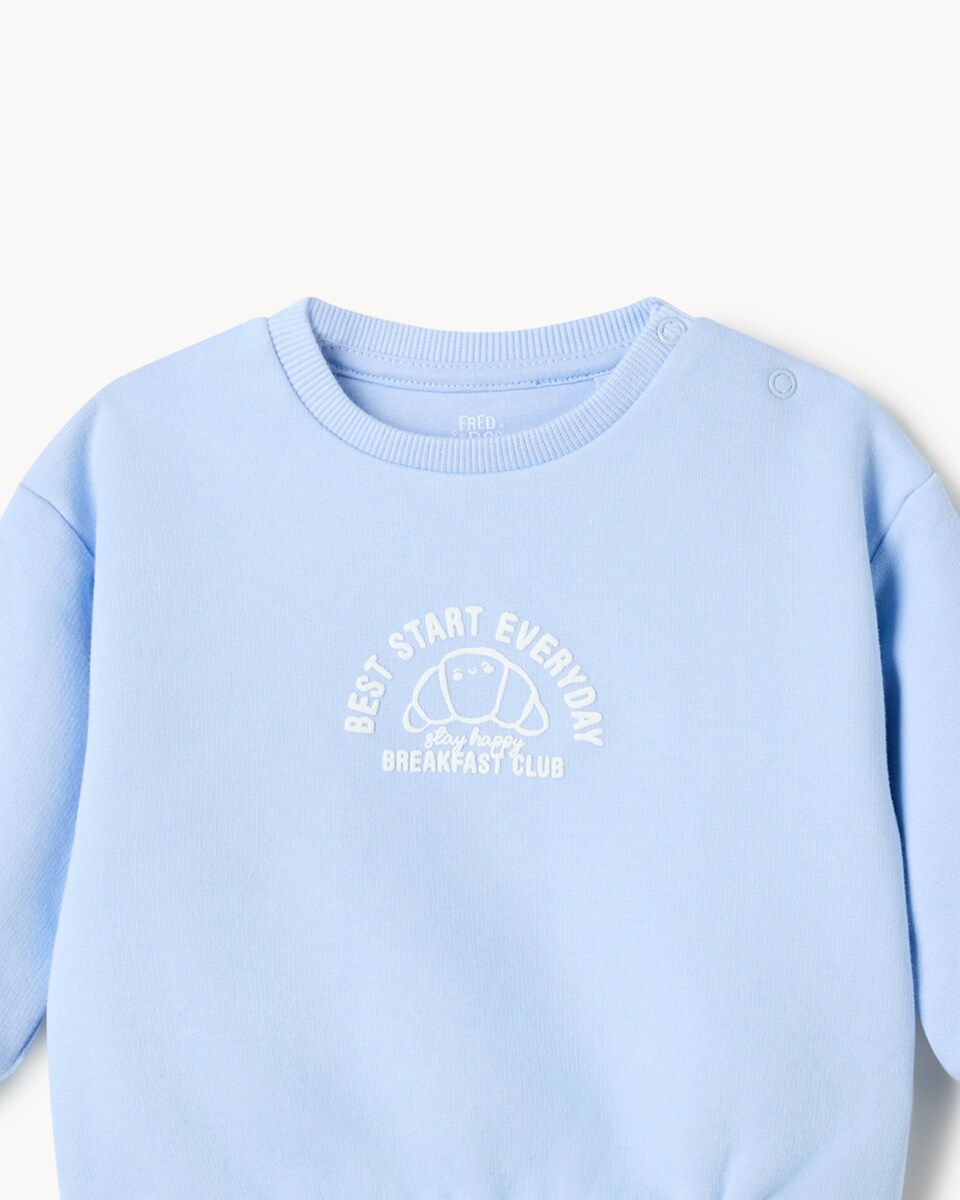 image 1 of F&F Baby Cotton Rich Sweatshirt and Joggers Set in Blue