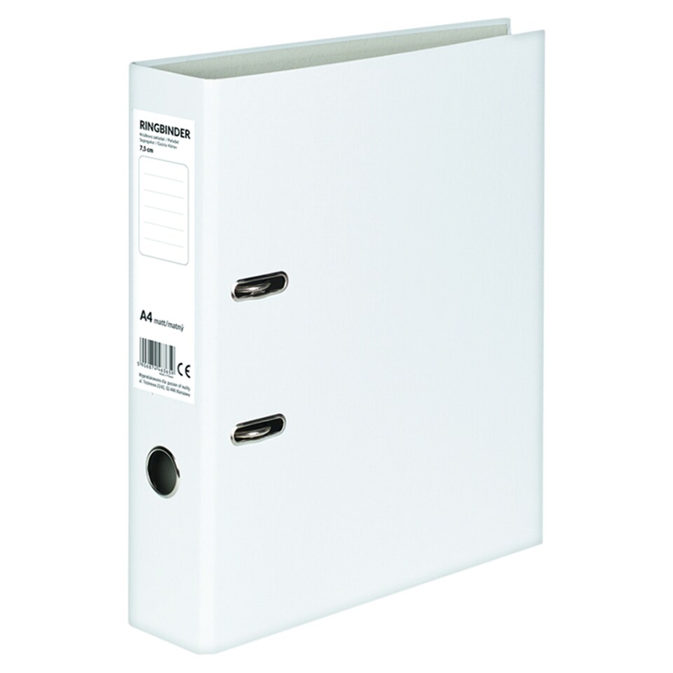 White Ring Binder A4 Matt 7,5 cm