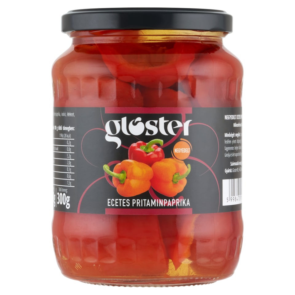 Gloster negyedelt, ecetes pritaminpaprika 680 g