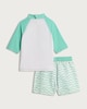 image 2 of F&F Boys 2-Piece Summer Vacation Time Rash Vest and Swim Shorts Set in Multi