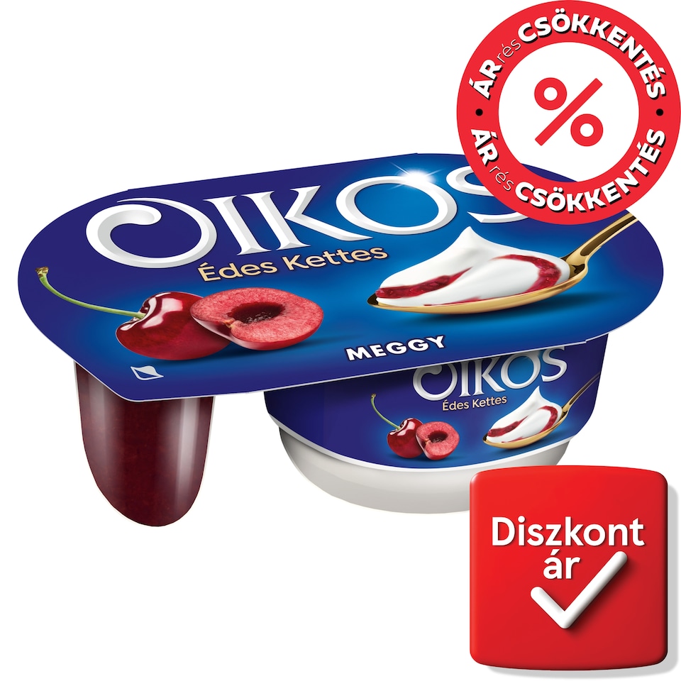 Danone Oikos Édes Kettes élőflórás édesített joghurt meggyszósszal 118 g
