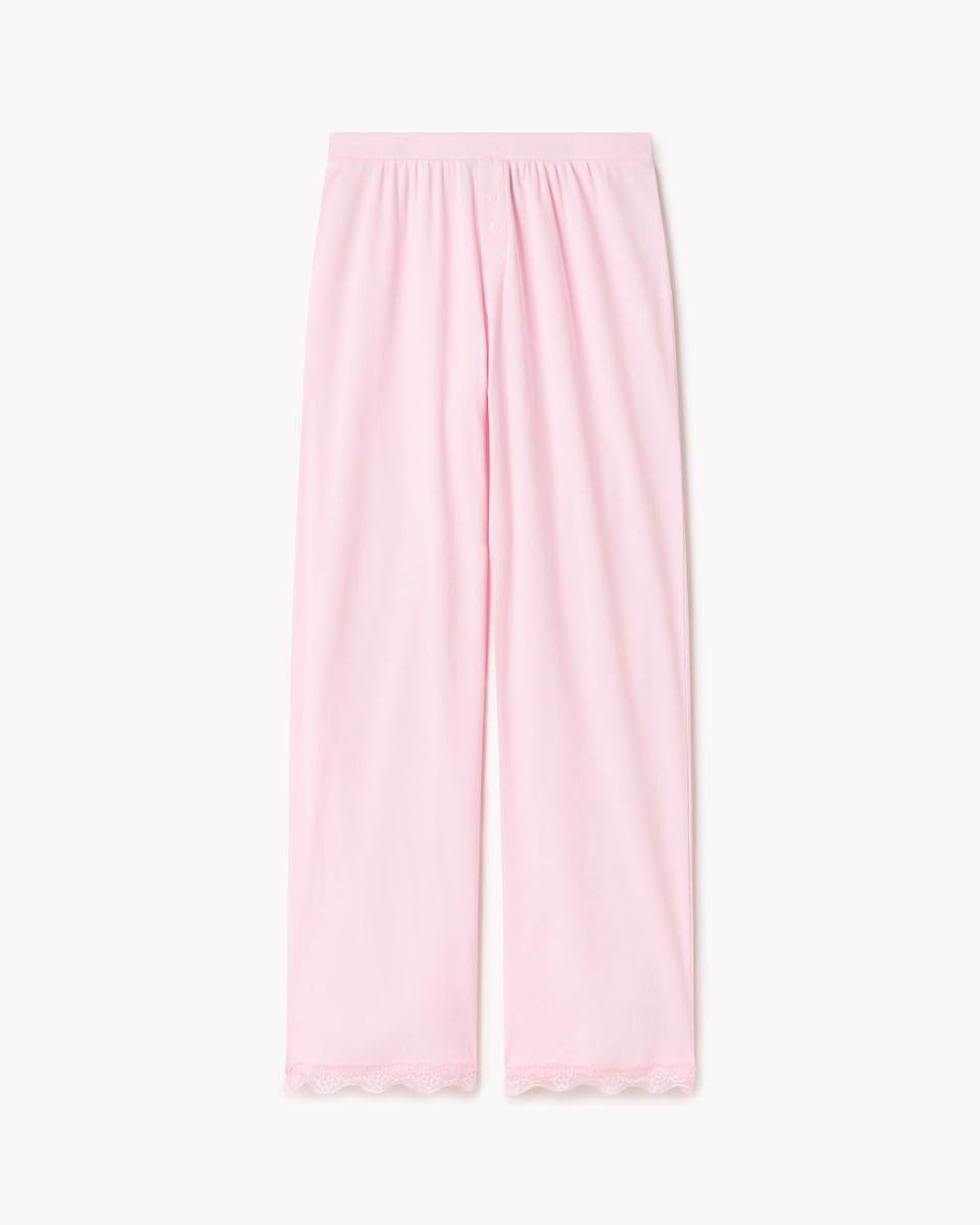 image 1 of OH ME OH MY Cotton Rich Lace Trim Pyjama Bottoms in Pink