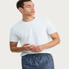 F&F Pure Cotton Checked Pyjama Set in Blue