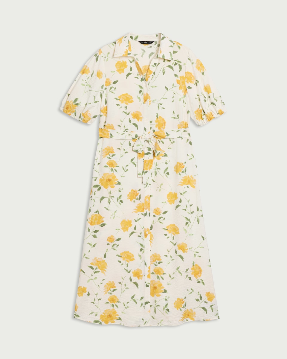 image 1 of F&F Floral Collared Midi Dress in Multi White