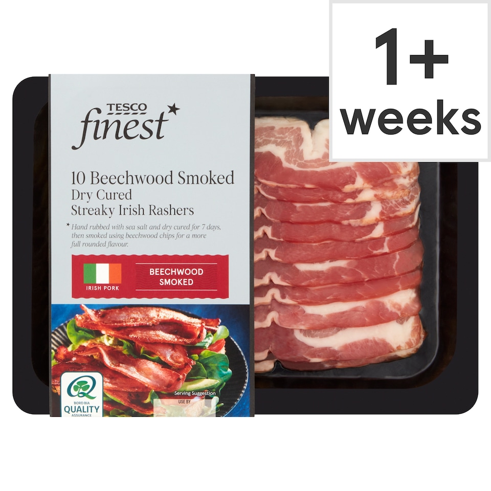 Tesco Finest Beechwood Smoked Irish Streak Rashers 240G