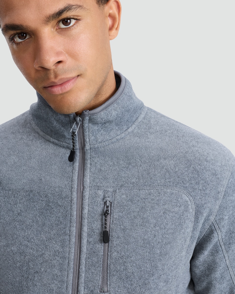 image 1 of F&F Fleece Zip Up Pocket Detail Jacket in Grey Marl