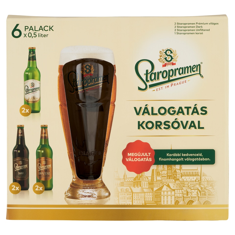 Staropramen válogatás korsóval 6 x 0,5 l  1. kép