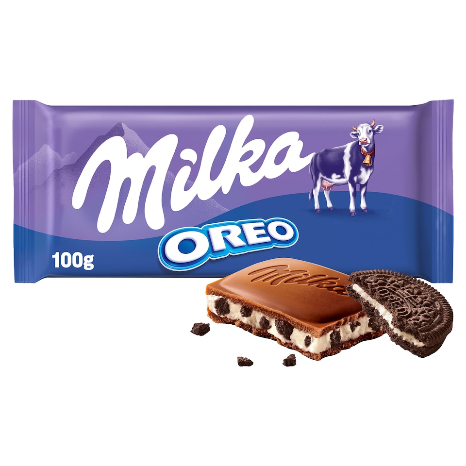 image 1 of Milka Oreo Alpine Milk Chocolate with Cocoa Biscuit Bits & Vanilla Flavored Milk Cream Filling 100 g