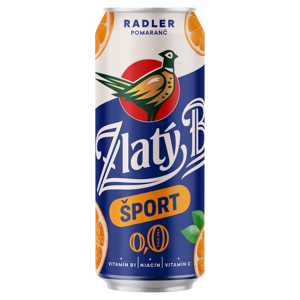 Zlatý Bažant Radler 0,0% Šport Pomaranč plechovka 500 ml