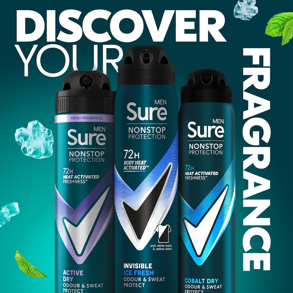 image 1 of Sure Men Non Stop Protection 72hr Limited Edition Cobalt Dry Antiperspirant Deodorant 250ml