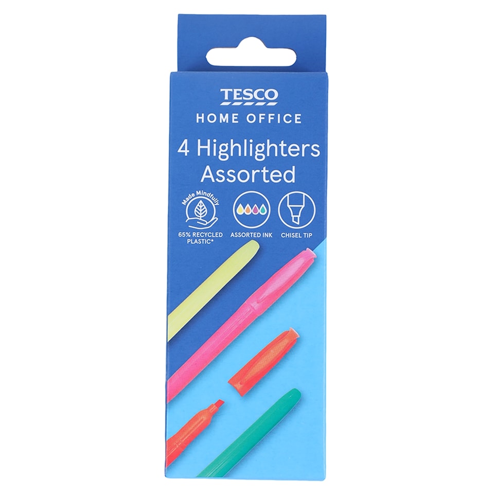 image 1 of Tesco Highlighters 4 Pack
