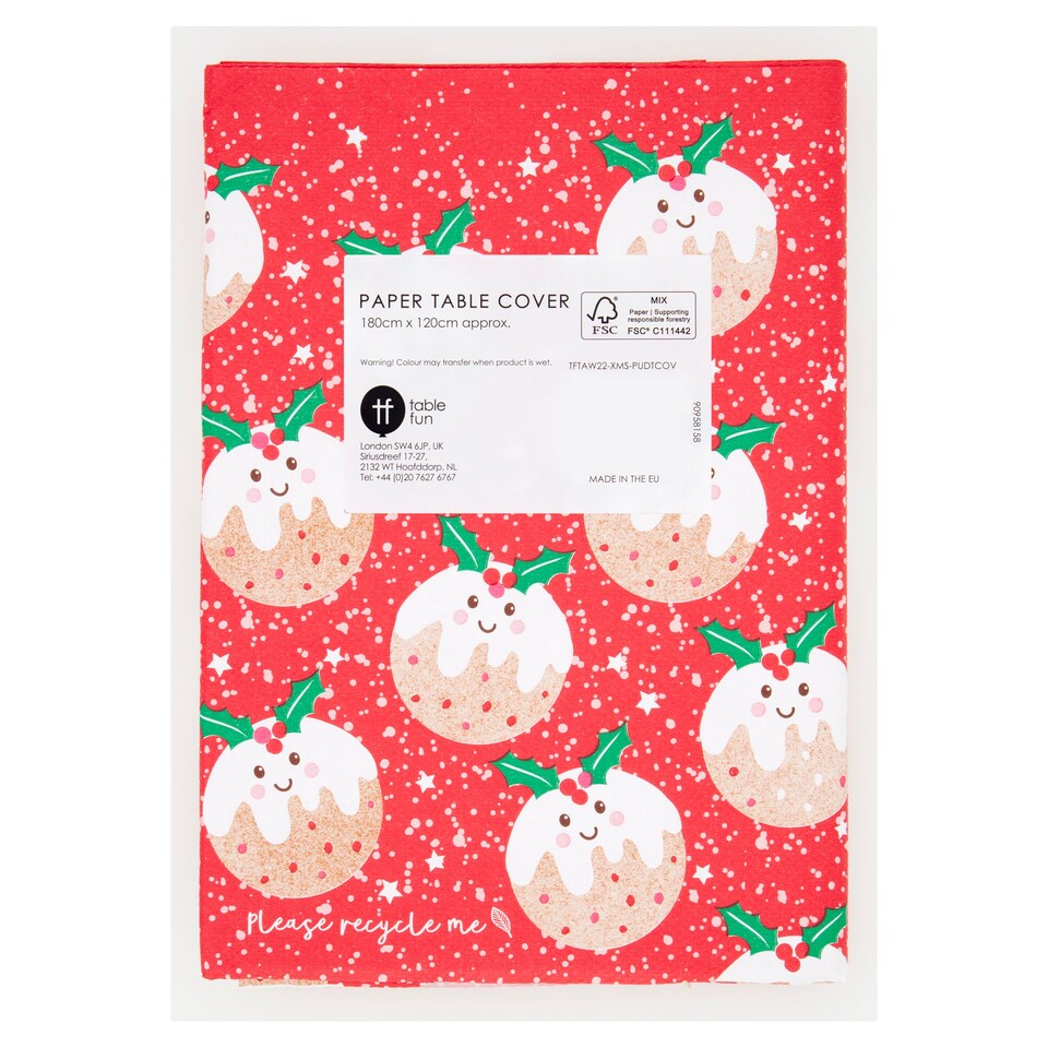 Christmas Pudding Table Cover 180 X 120Cm