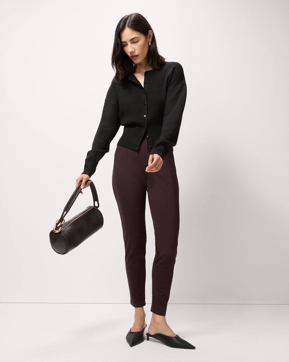 image 1 of F&F Ponte Skinny Fit Trousers in Chocolate