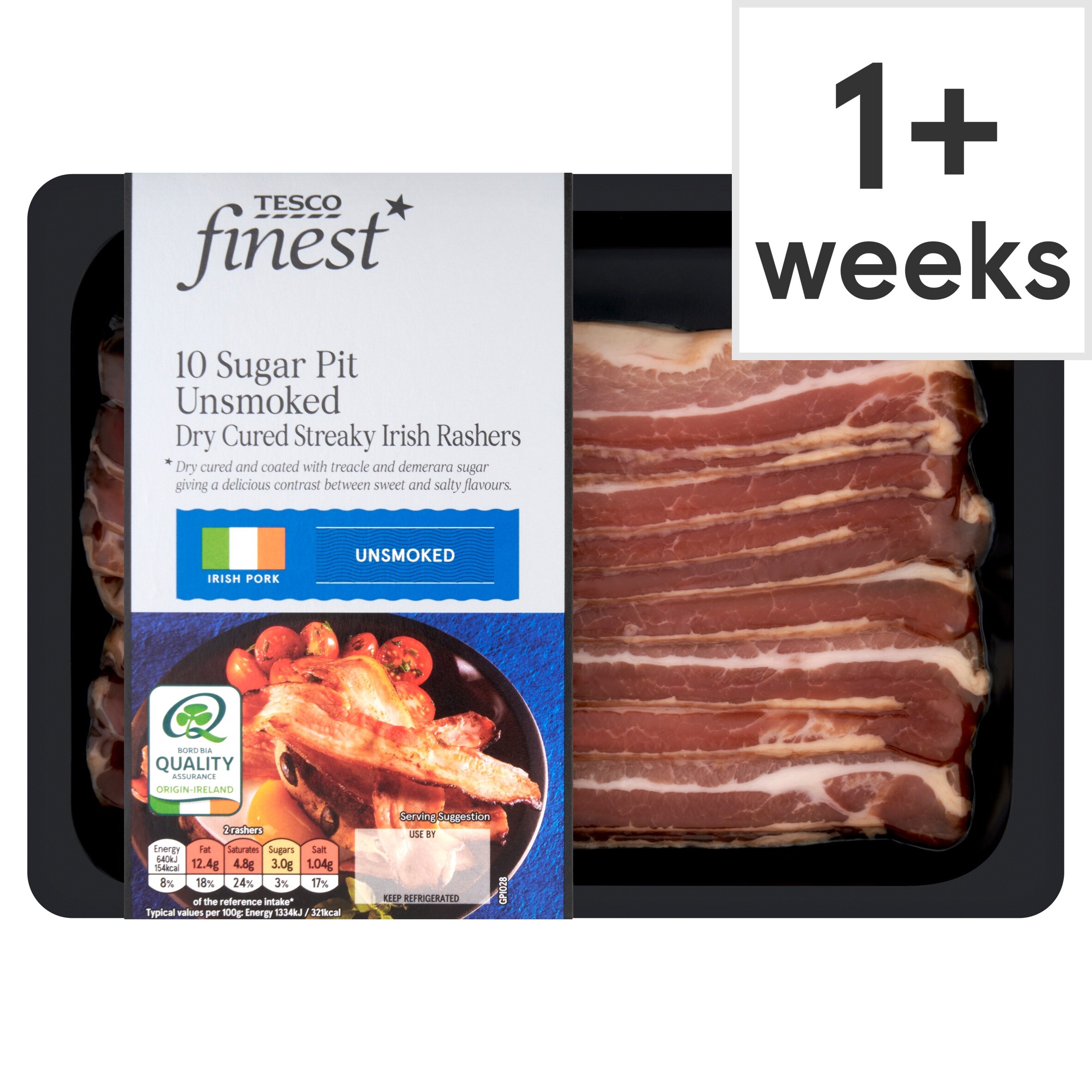 Tesco Finest 10 Sugar Pit Unsmoked Dry Cured Streaky Irish Rashers 240g ...