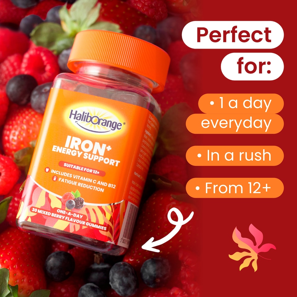 image 1 of Haliborange Iron+ Energy Support Mixed Berry Gummies 30s