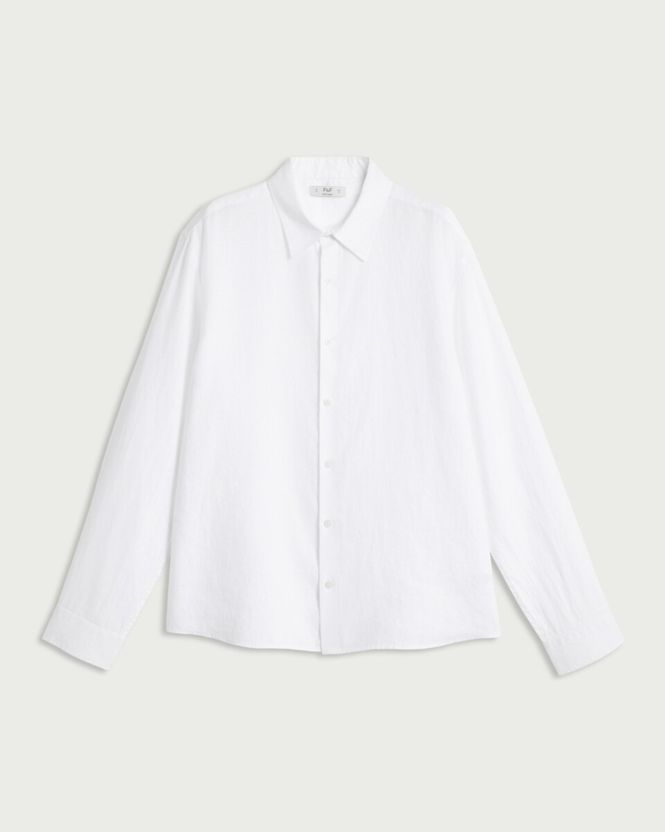 image 1 of F&F Pure Linen Button Up Shirt in White