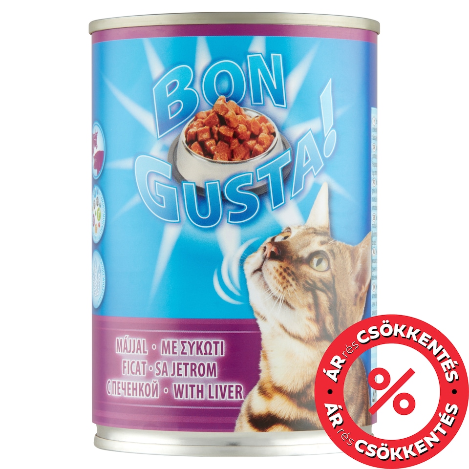 Bon Gusta! teljes értékű állateledel felnőtt macskák számára májjal 415 g