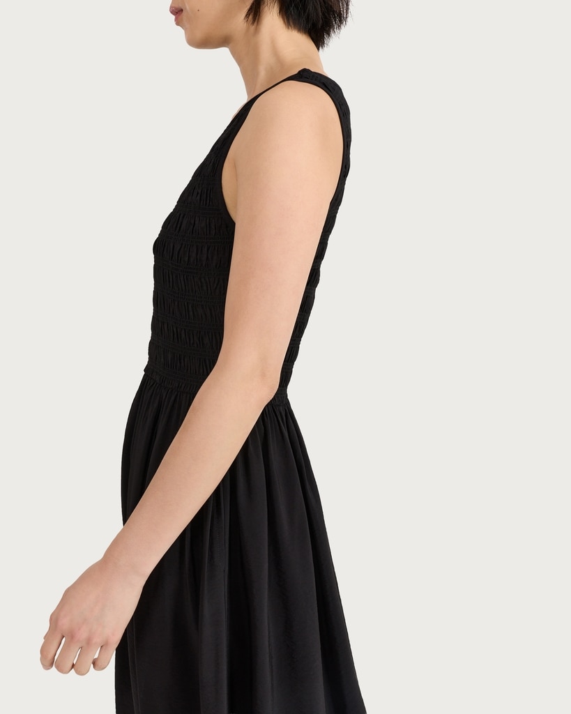 F&F Shirred Sleeveless Midi Dress in Black