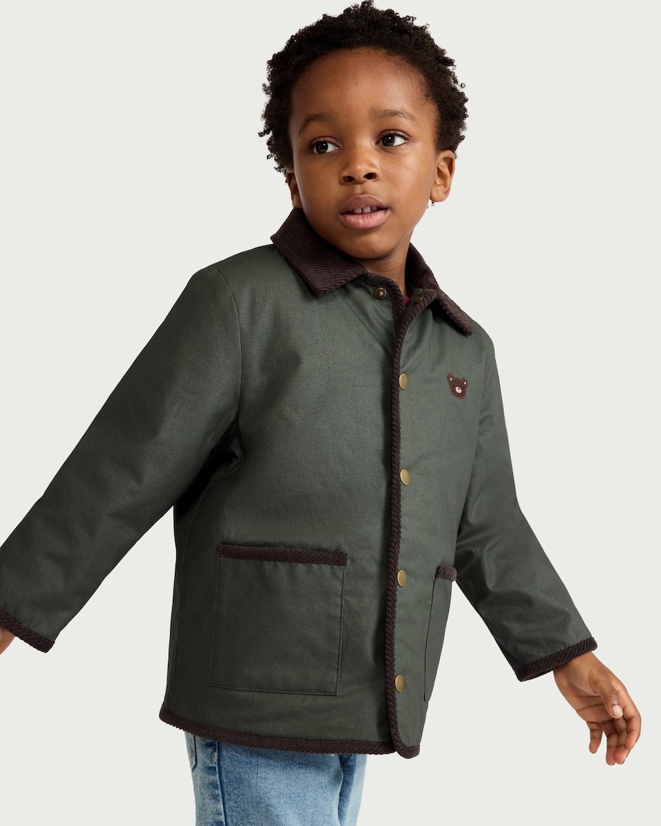 image 1 of F&F Boys Pure Cotton Collared Jacket in Green