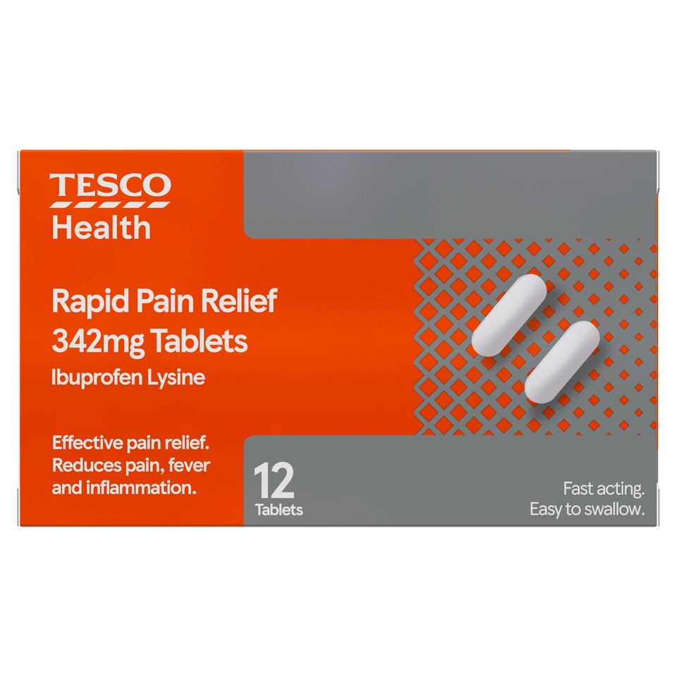 Tesco Health Rapid Pain Relief Tablets - Ibuprofen Lysine 12s
