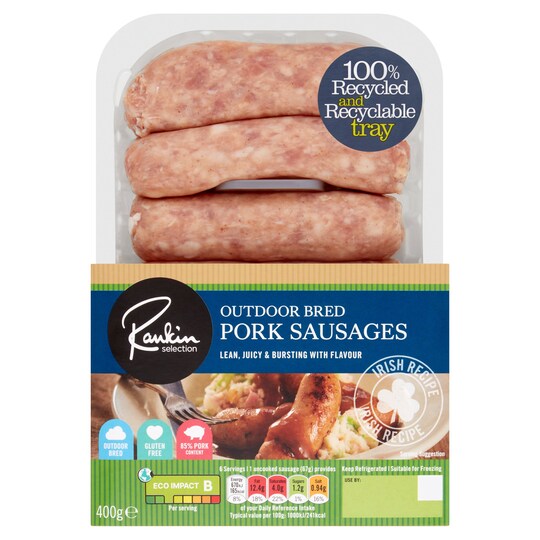 RANKIN IRISH 6 PORK SAUSAGES 400G Tesco Groceries