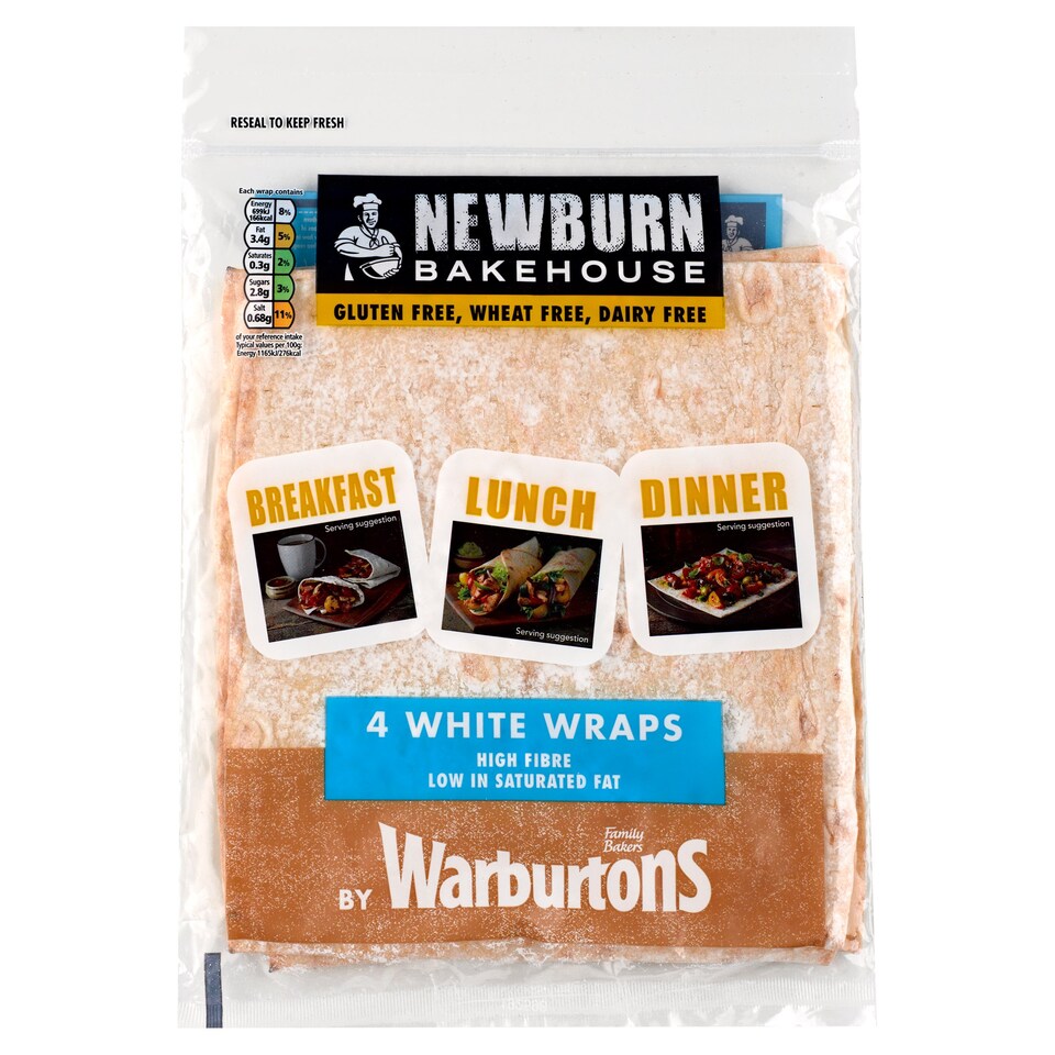 image 1 of Newburn Bakehouse Free From 4 White Wraps