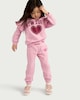 image 1 of F&F Girls Cotton Rich Heart Print Joggers in Pink