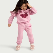 F&F Girls Cotton Rich Heart Print Joggers in Pink