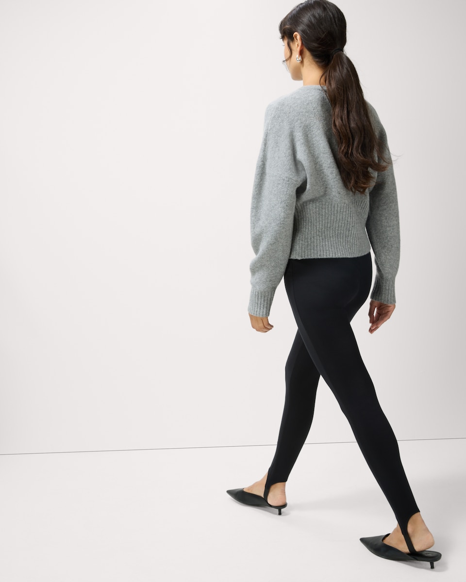 image 1 of F&F Crease Front Stirrup Leggings in Black