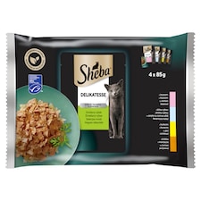 Sheba Delicatesse teljes értékű nedves eledel felnőtt macskáknak vegyes választék 4 x 85 g (340 g)