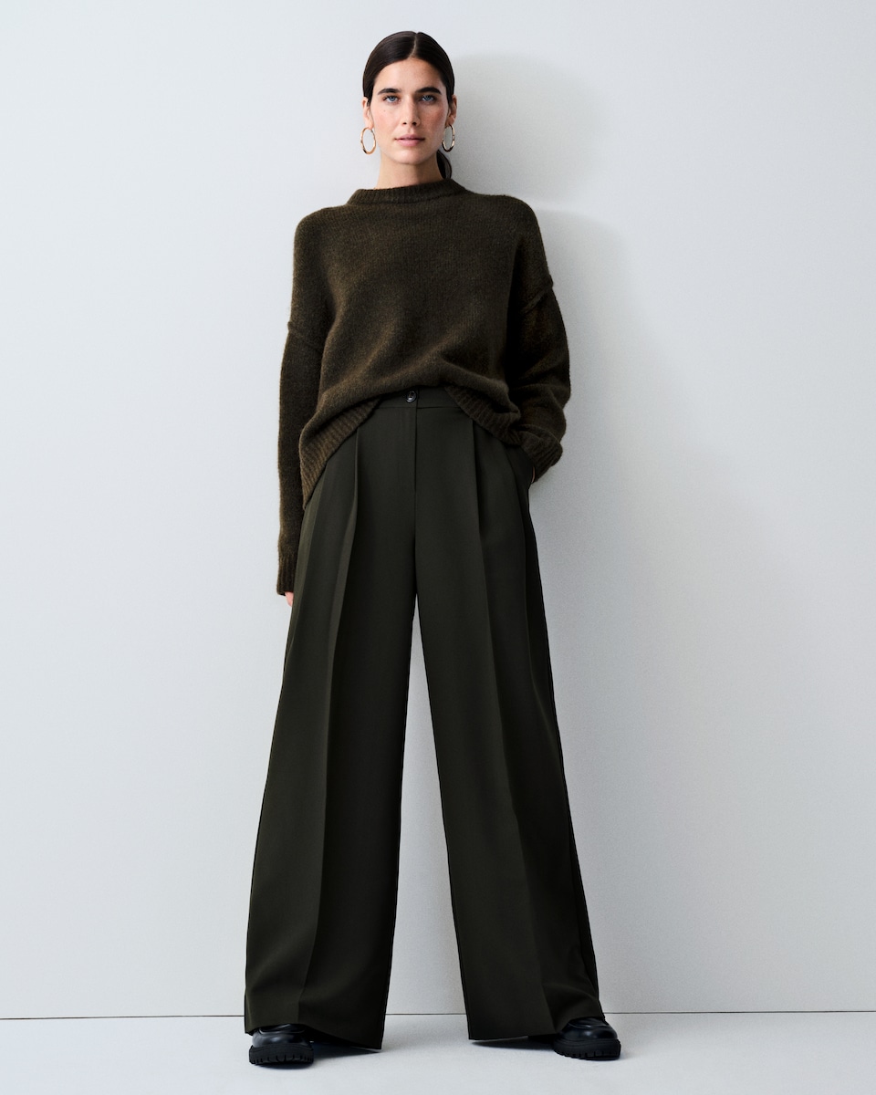 image 1 of The F&F Edit Super Wide Leg Trousers in Khaki