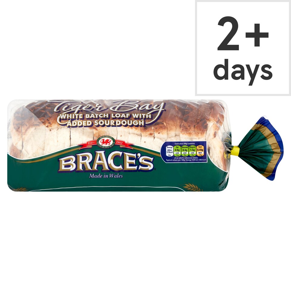 Brace's Tiger Bay White Batch Loaf Bread with Added Sourdough 800g