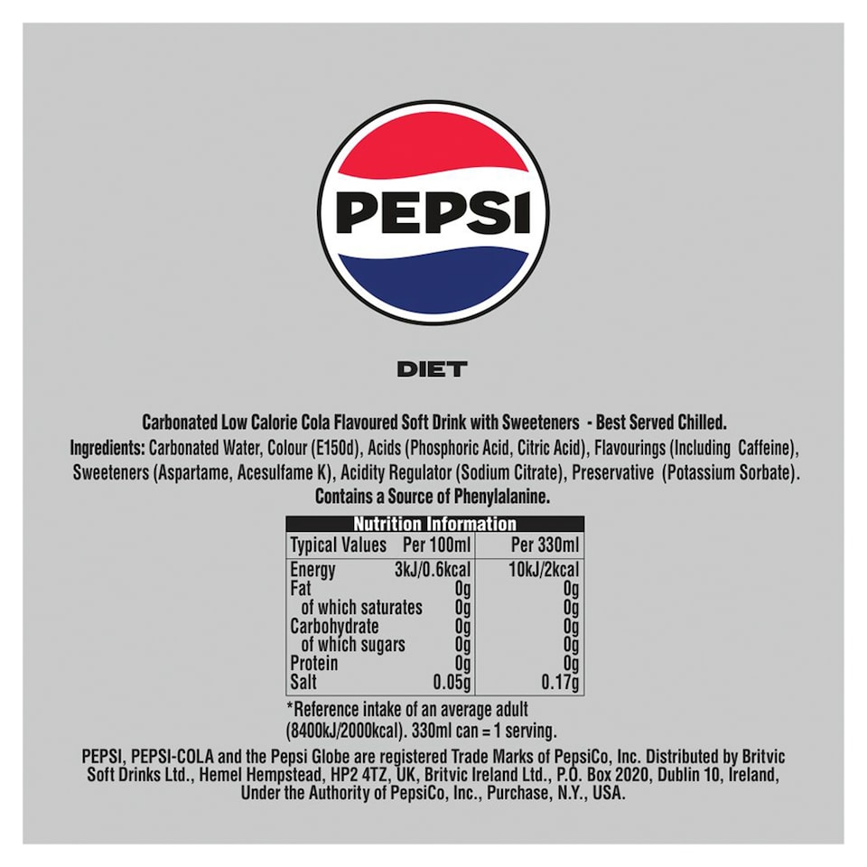 image 1 of Pepsi Diet Soft Drink 330ml