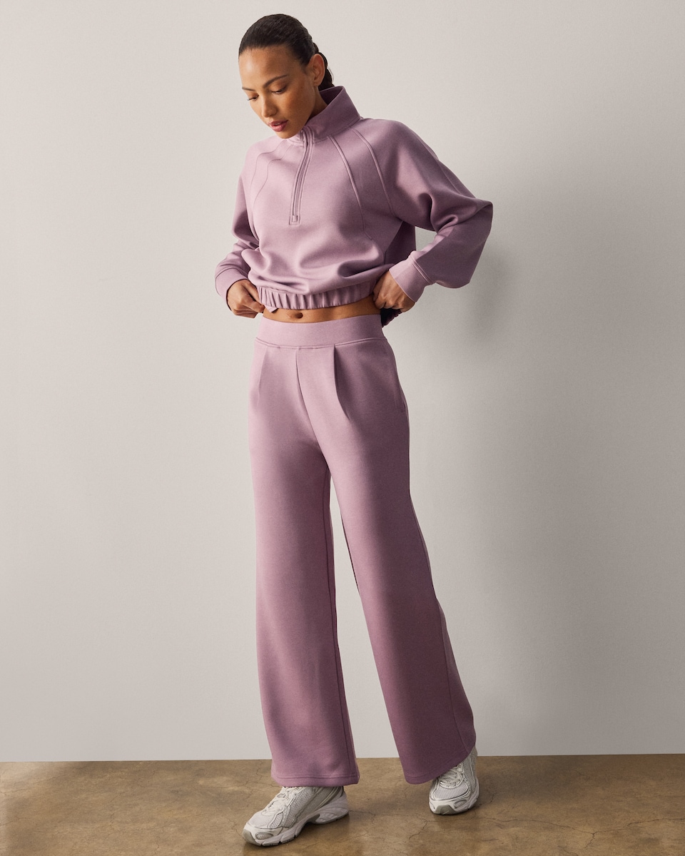 image 1 of F&F Active AFTERCLASS Scuba Wide Leg Joggers in Pink