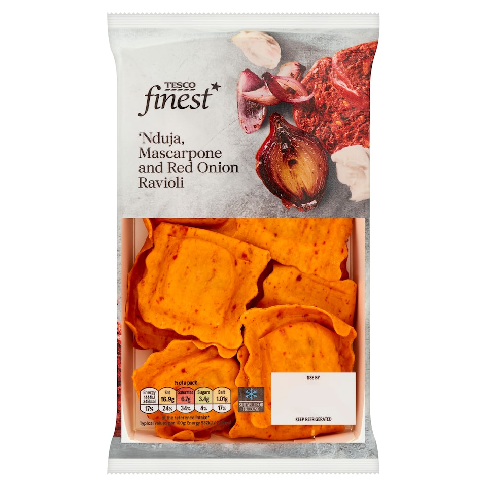 image 1 of Tesco Finest Nduja, Mascarpone, Red Onion Ravioli 250G