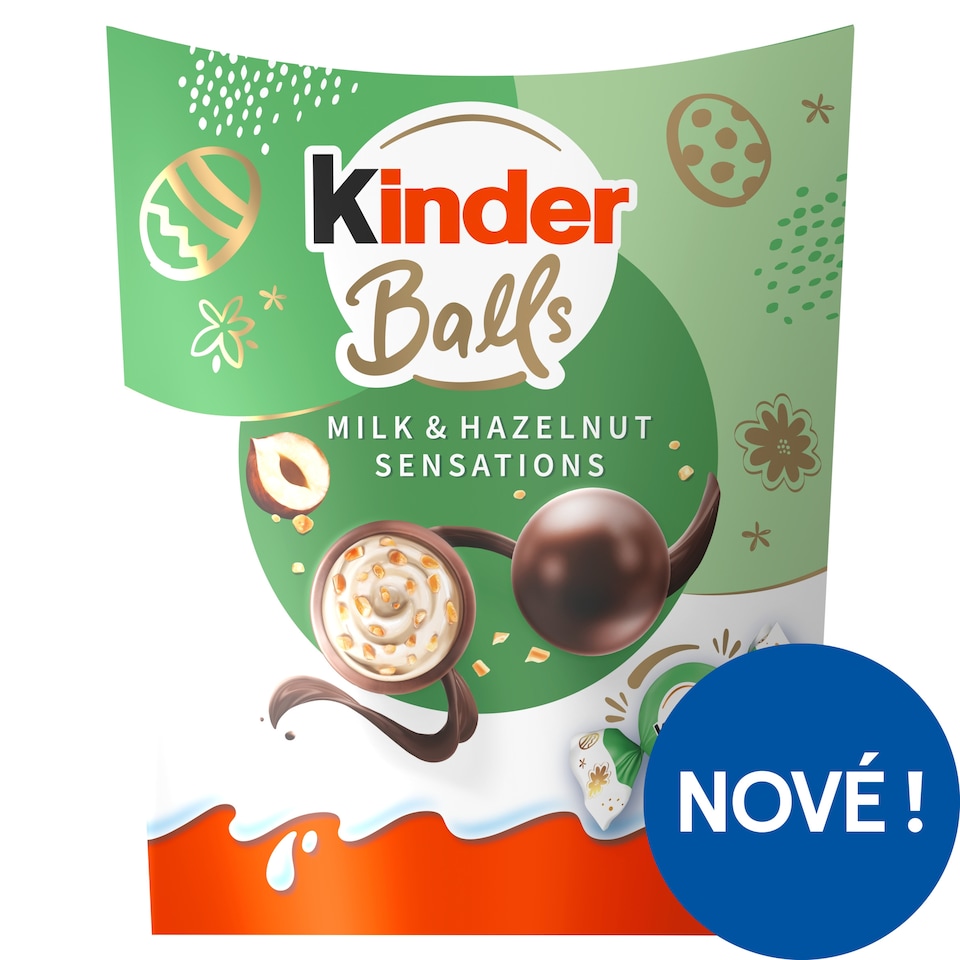 Kinder Fine Milk Chocolate Balls with Milk Filling and Hazelnut Pieces 90g